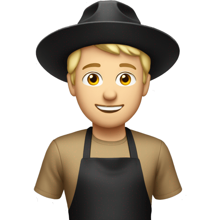 Blonde Caucasian man wearing black hat cooking  emoji