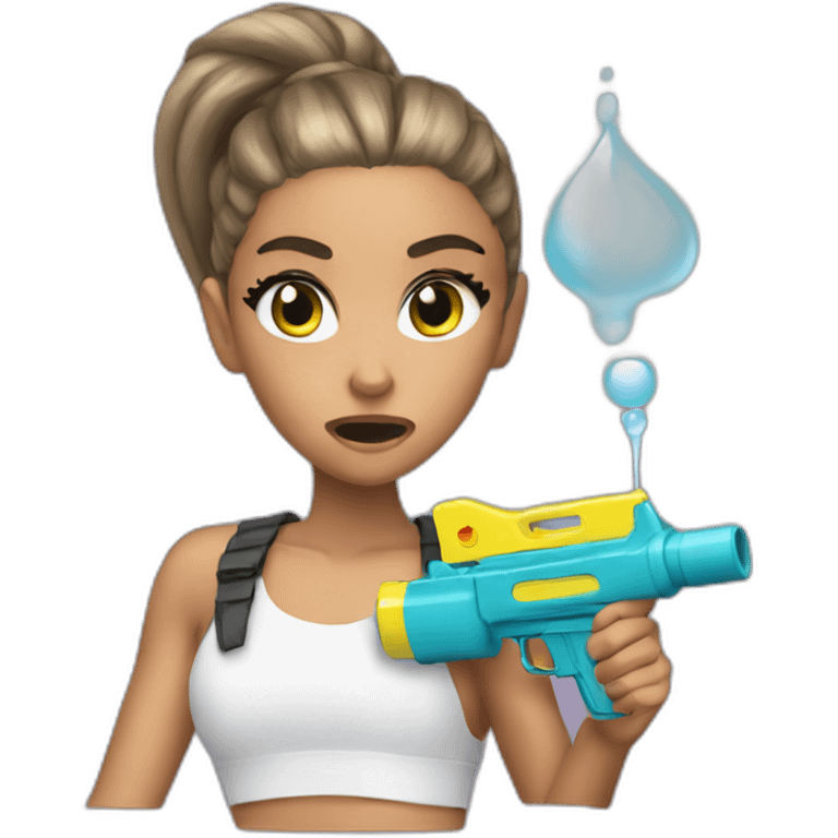 angry ariana grande holding a water gun emoji