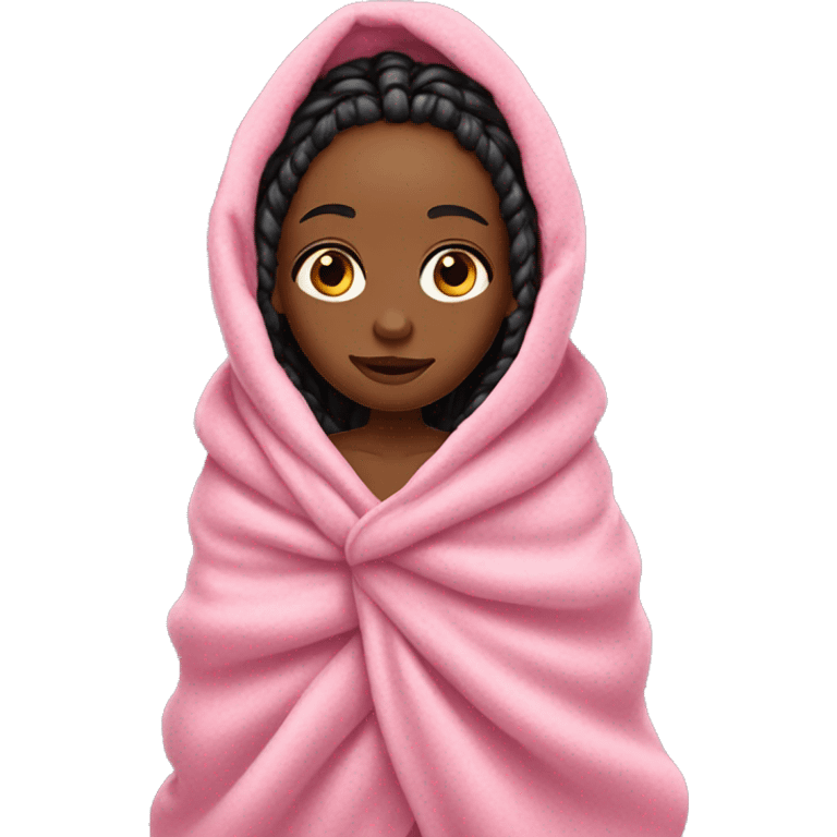 Girl with box braids wrapped in pink blanket going to sleep  emoji