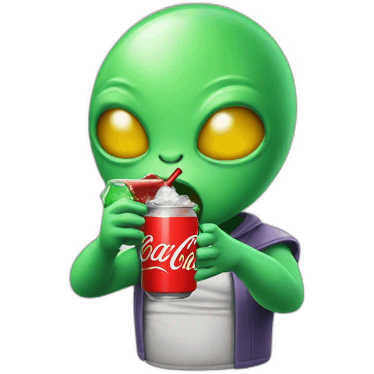 Alien drinking coke emoji