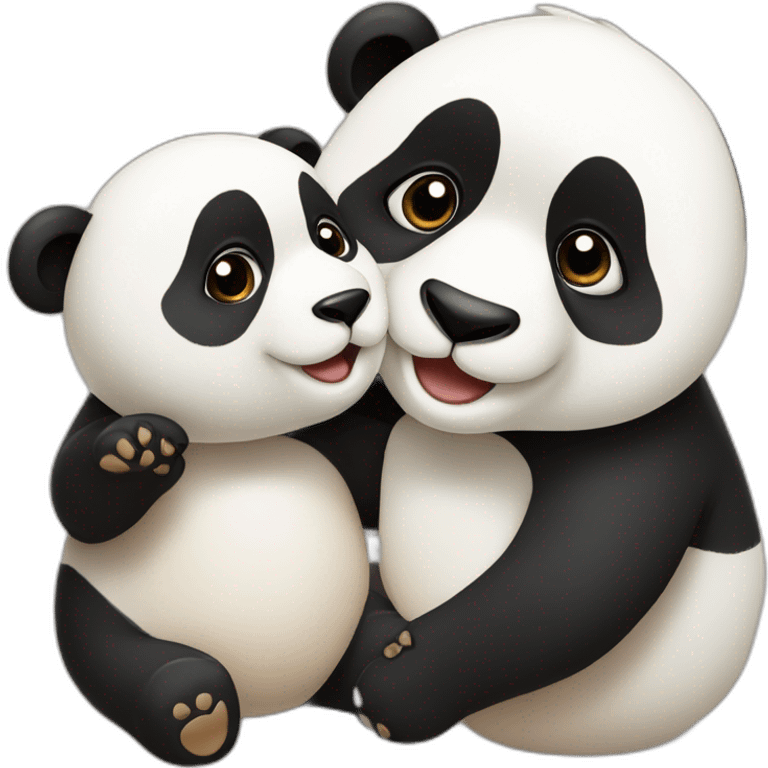 deux panda qui se font un calin emoji