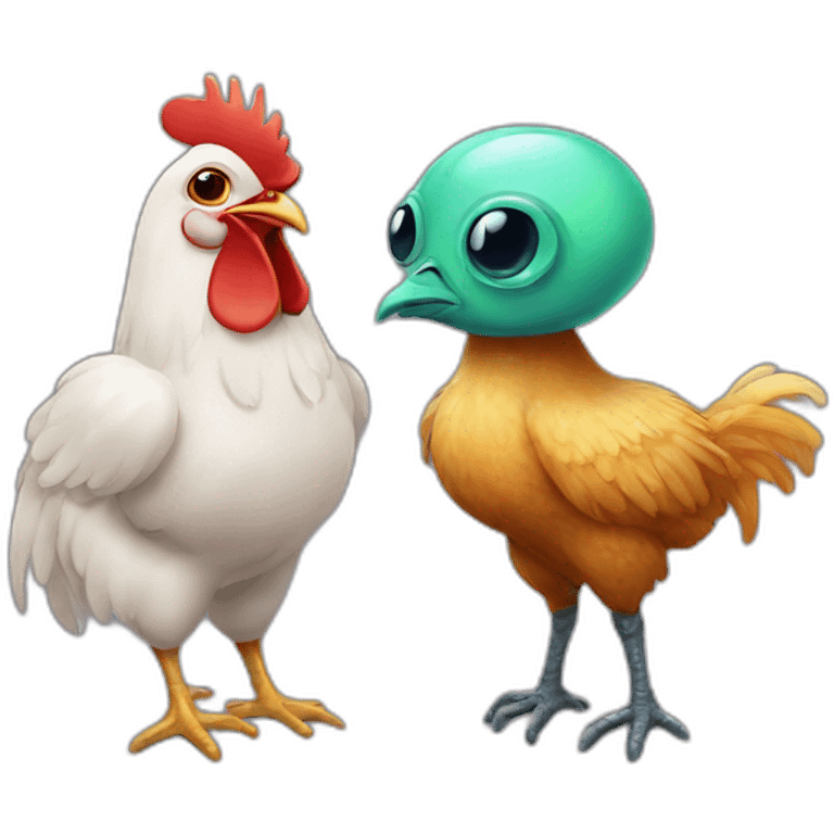 chicken and alien emoji