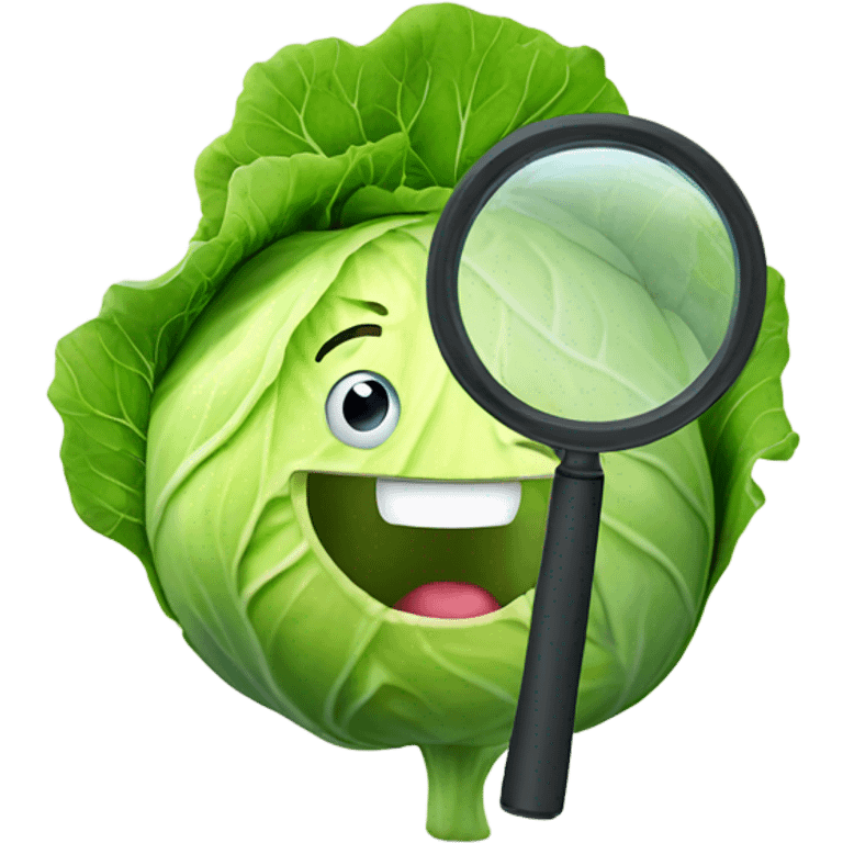 smiling cabbage hold magnifying glass emoji