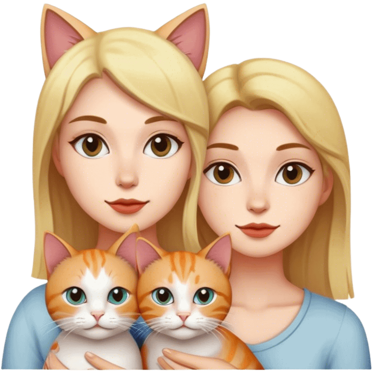 two woman with cat emoji