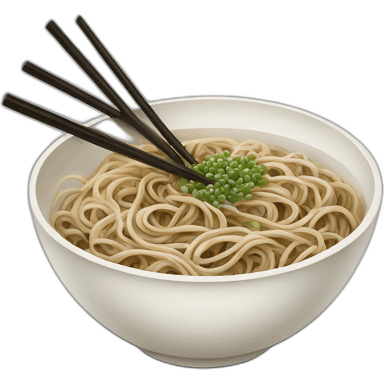 bowl of japanese buckwheat soba noodles with two chopsticks emoji