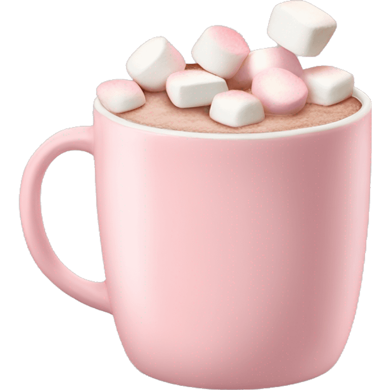 Light Pink mug of hot chocolate with marshmallows  emoji