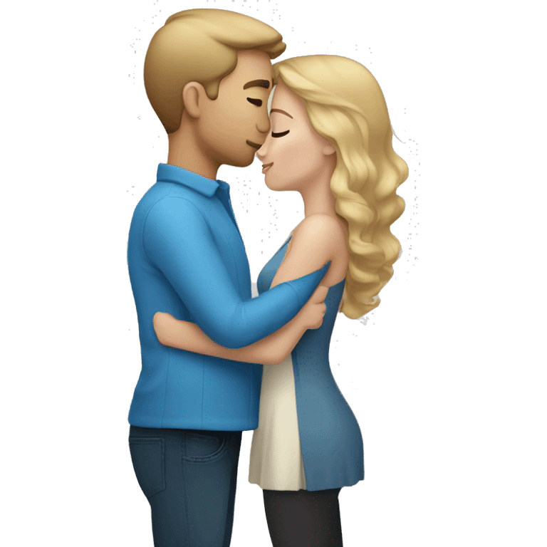 couple with light skin and dark blonde hair and blue eyes kissing emoji