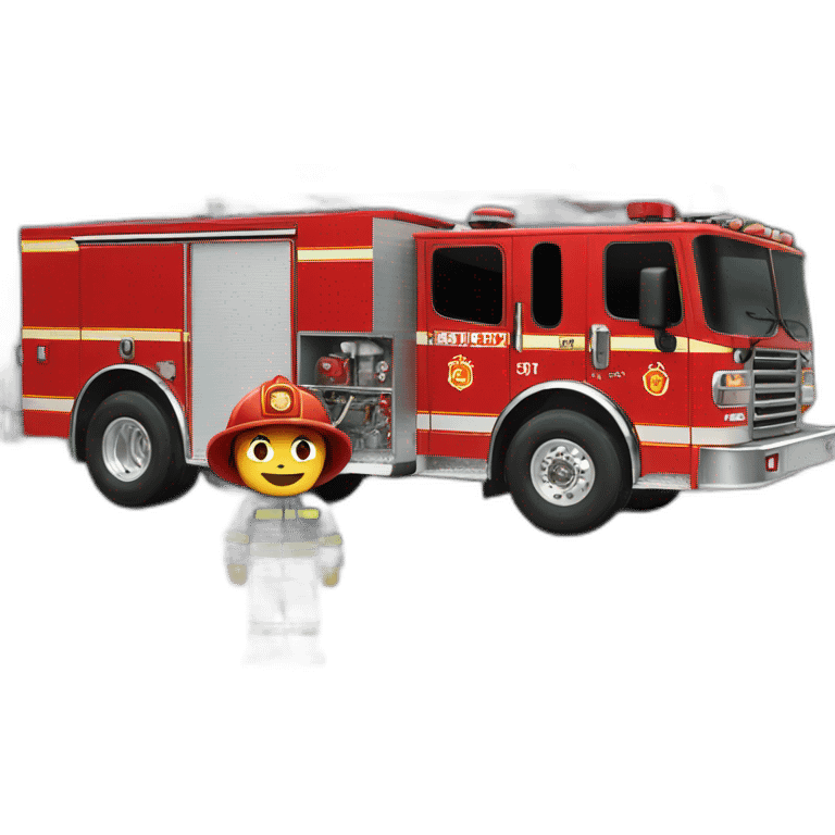 fireman next to a fire truck emoji