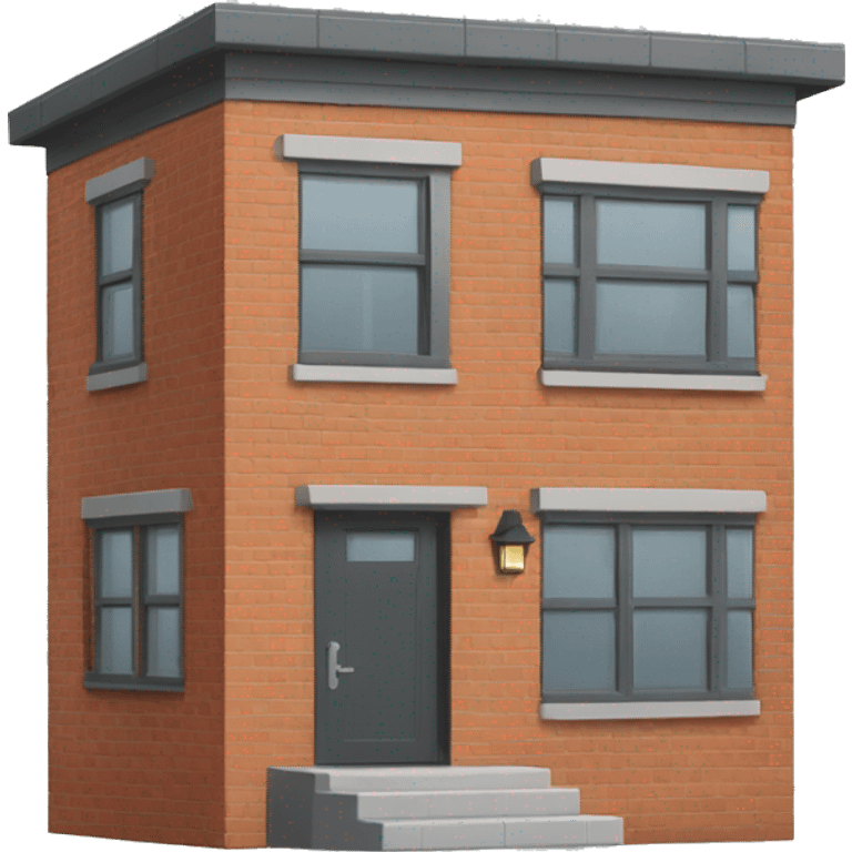 one floor brick house with dark grey windows and grey flat roof emoji