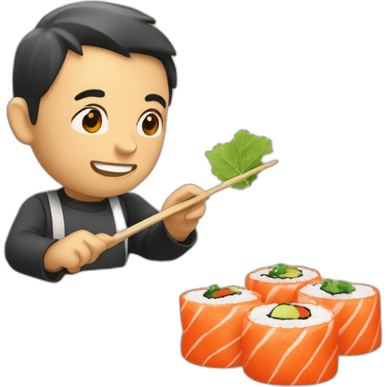 Un emoji qui mange des sushis emoji