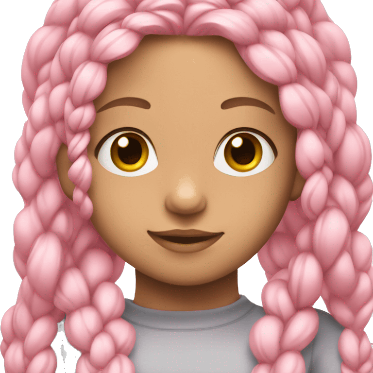 Blond girl, grey eyes, many pink braids emoji