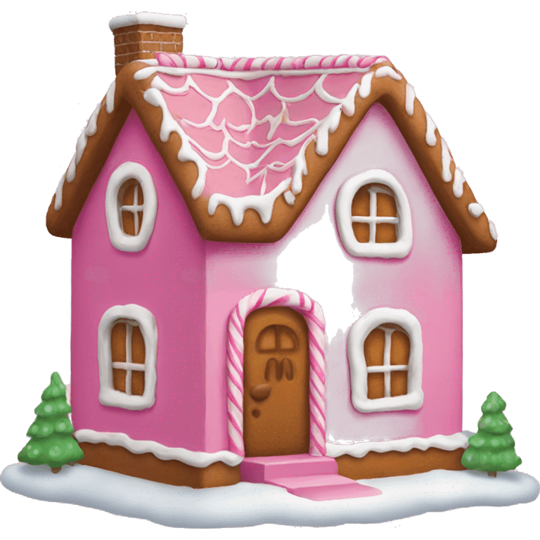 A pink gingerbread house emoji