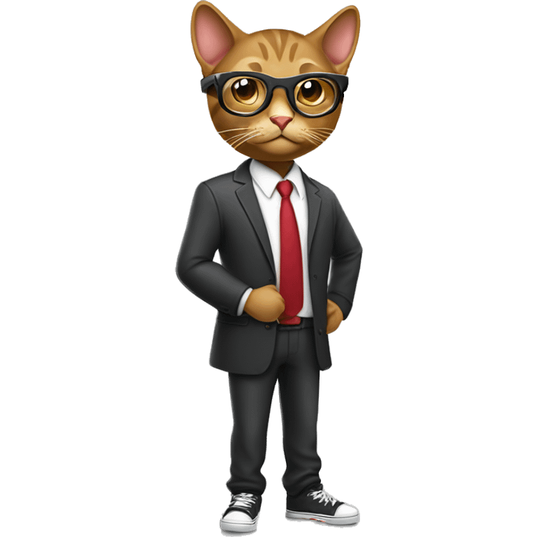 Mulatto hiphop confident business young adult cat pfp with smart glasses emoji