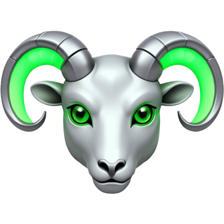 Futuristic Ram(Goat) head green glowing eyes emoji