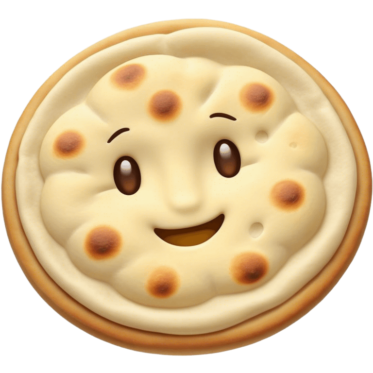 Cinematic Realistic Naan Bread Dish Emoji, showcasing soft, fluffy naan brushed with butter rendered with lifelike detail and inviting, warm lighting. emoji