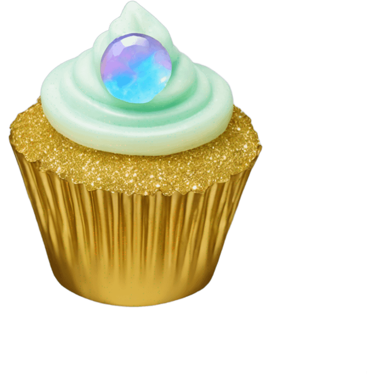 opal crystal gemstone cupcake gold wrapper emoji