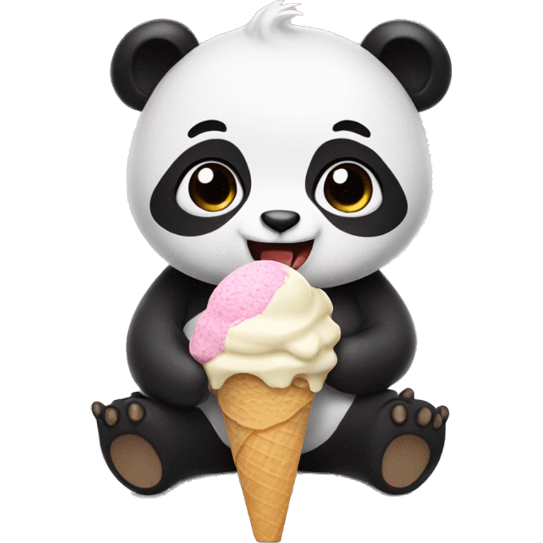 Panda eating ice cream emoji