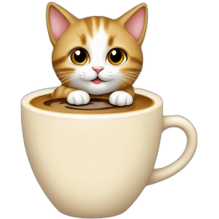 Un chaton qui bois un café crème emoji