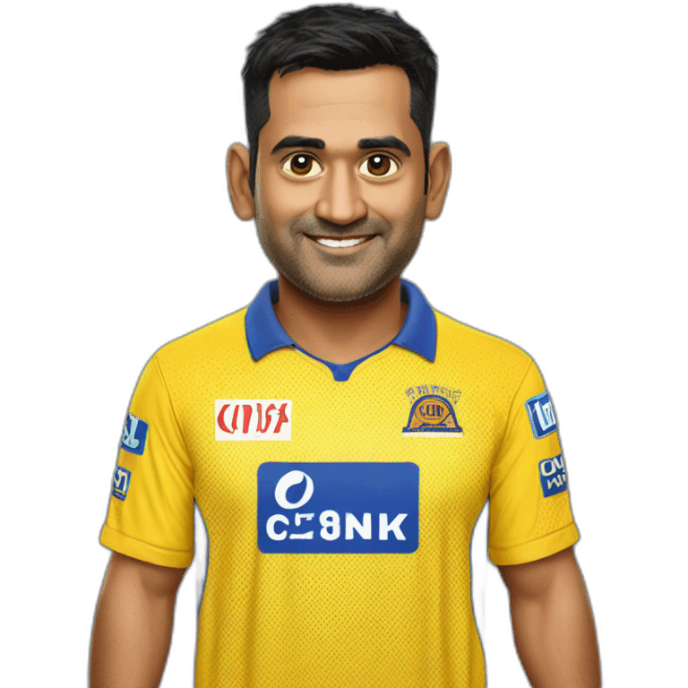 Dhoni in CSK t shirt  emoji