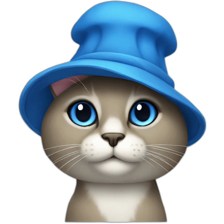 Blue cat with a mushroom hat emoji