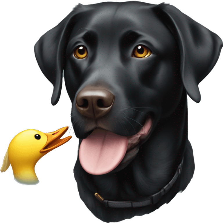 Black Labrador with duck in its mouth emoji