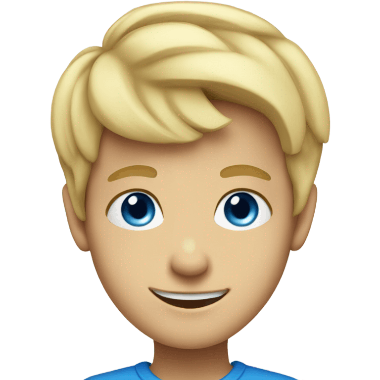 smiling blonde boy with blue eyes  portrait emoji