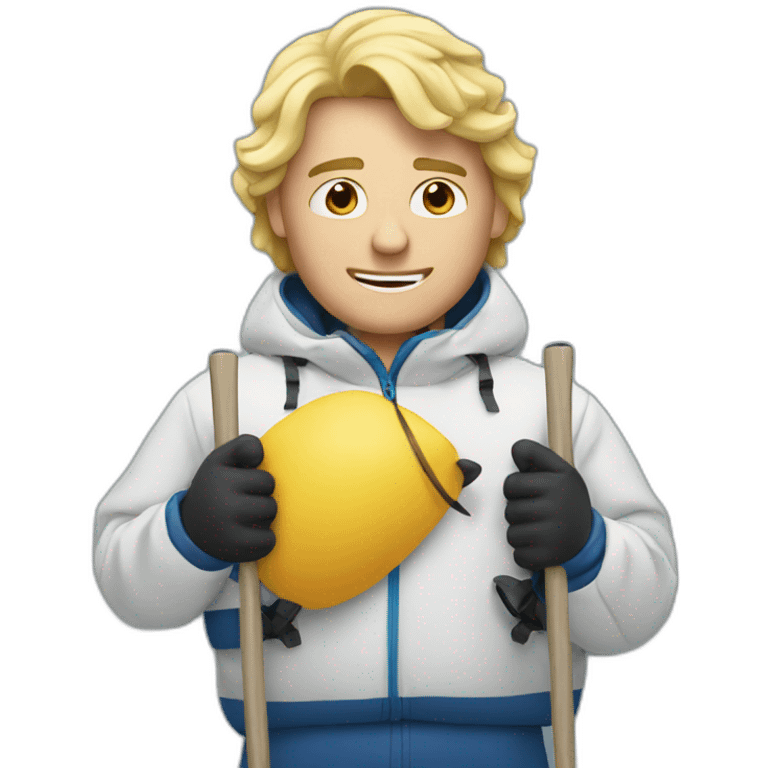 big blond guy in ski emoji