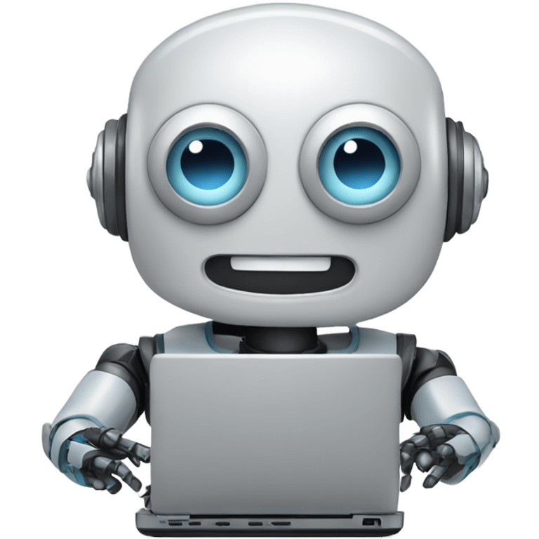 friendly happy robot on computer emoji