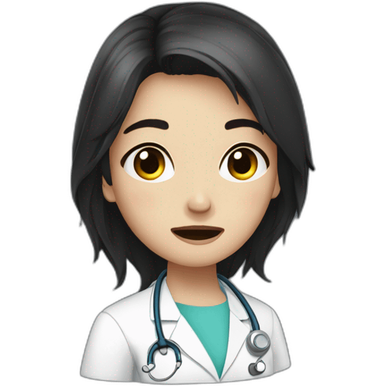 doctor girl dark hair crying tears french baguette emoji