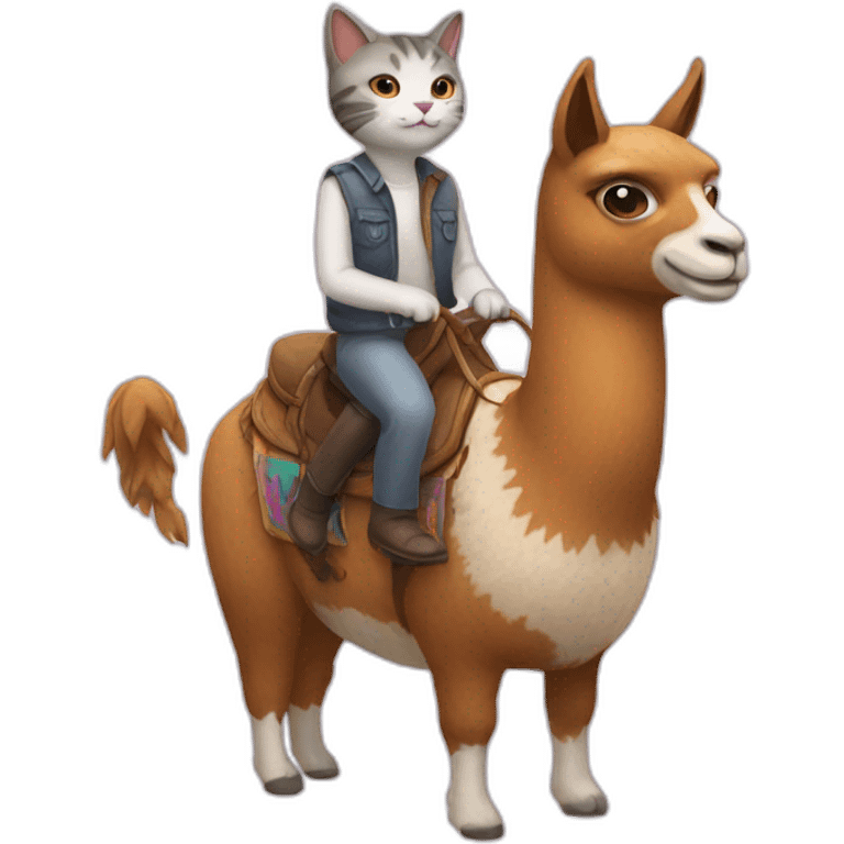 A cat rides a llama emoji