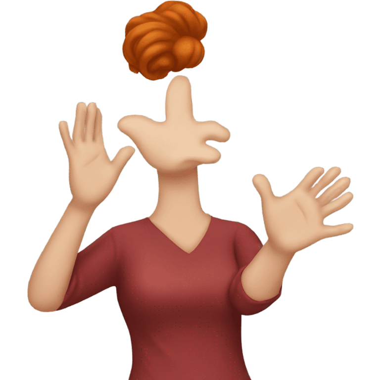 red-haired woman showing THE OPEN HAND  emoji