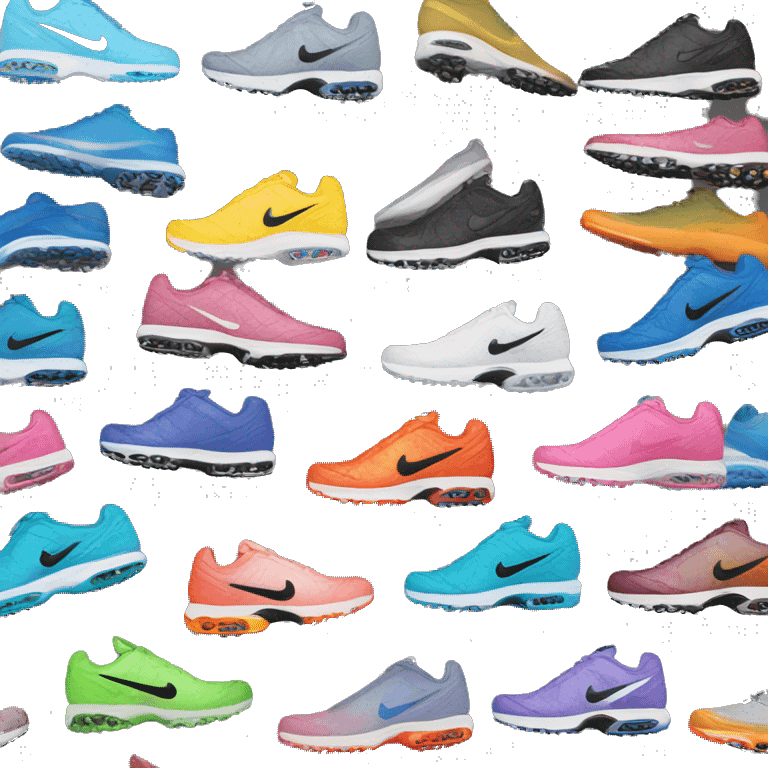 Several different colored Nike tns falling from the sky emoji