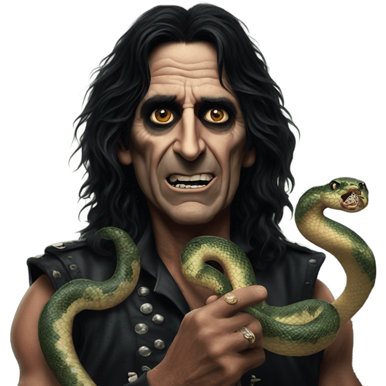 Alice Cooper with a snake emoji