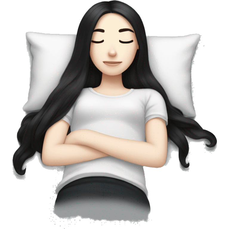 pale girl with long black hair sleeping  emoji