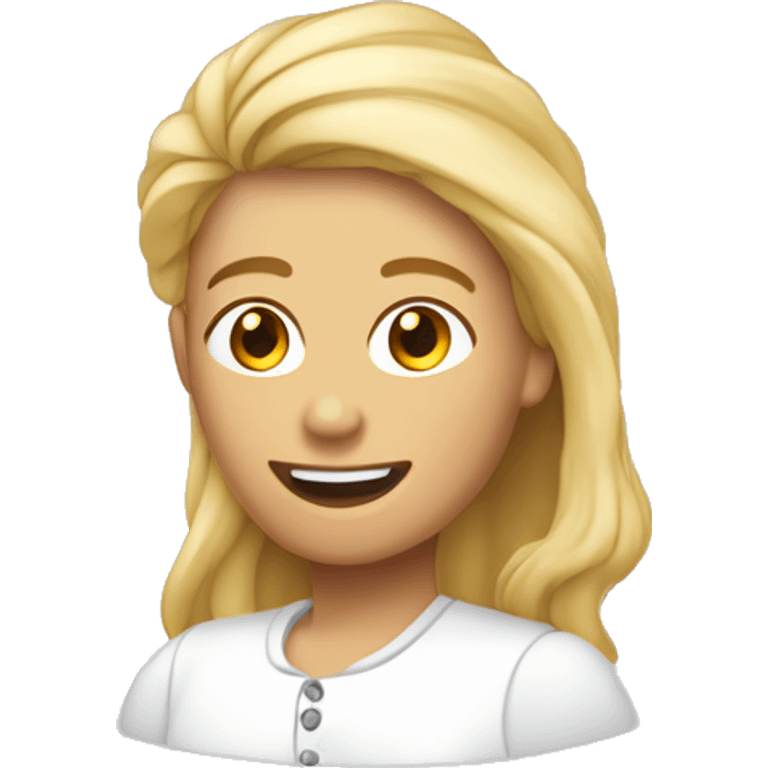 Ado cheveux mi long en areie avec coquille d’œuf sur la tête emoji