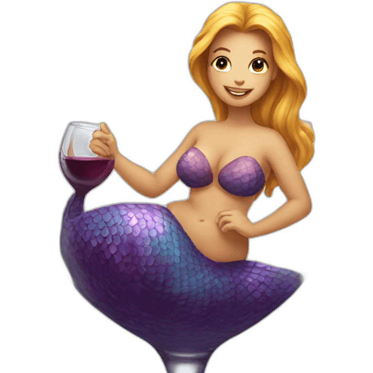 Mermaid sitting inside a wine glass emoji