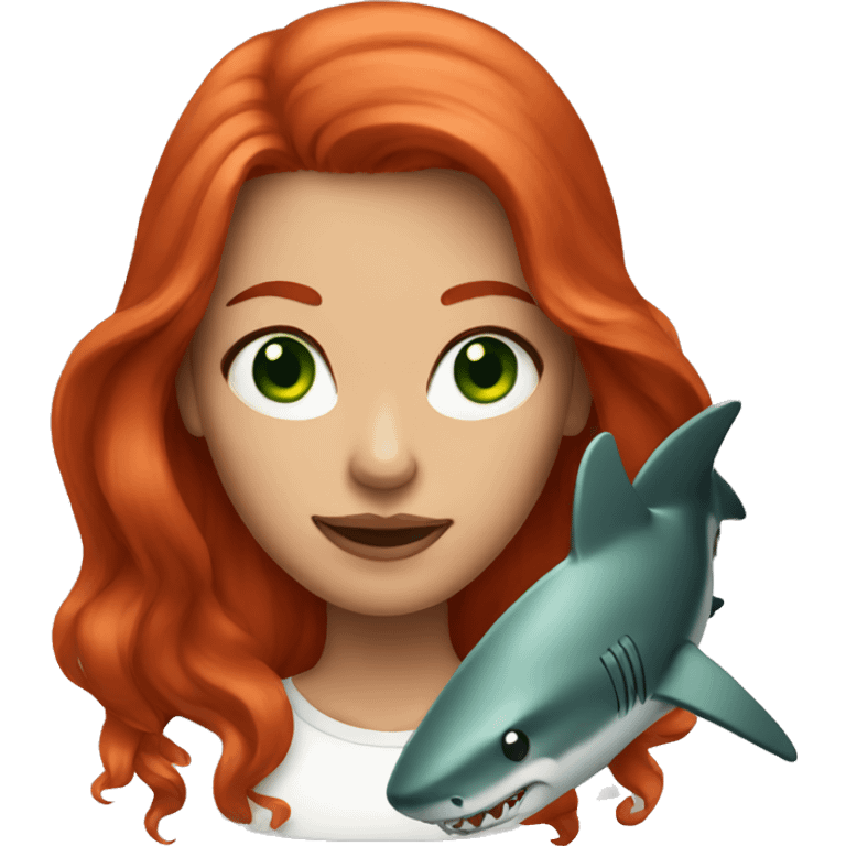 red haired woman with shark teeth with green eyes emoji