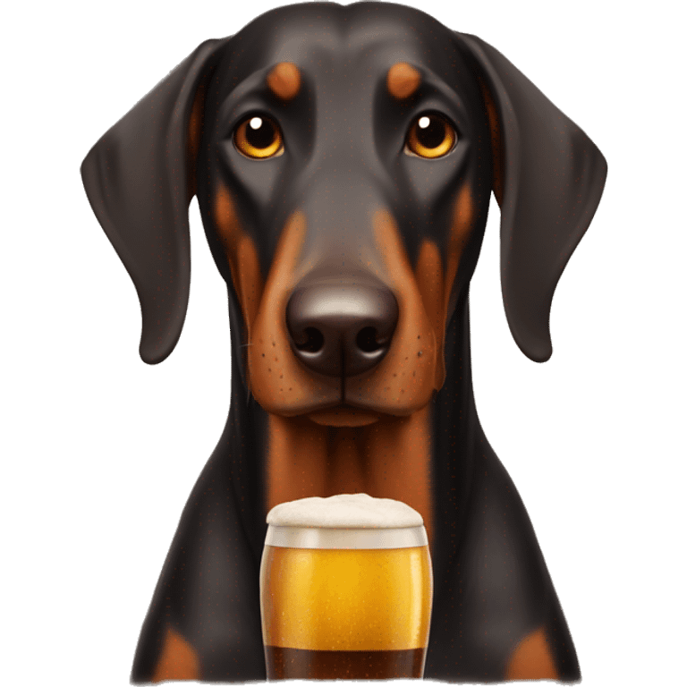 doberman with beer named porter emoji