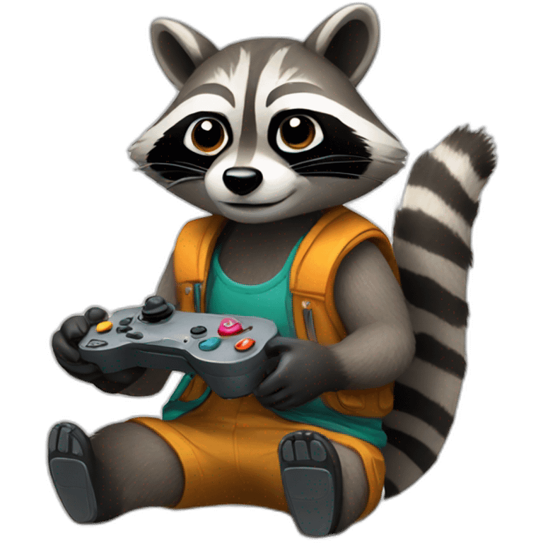 raccoon playing video games emoji