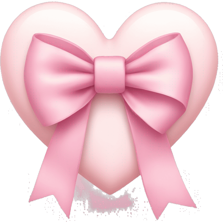 Pale pink heart with pastel pink ribbon bow emoji