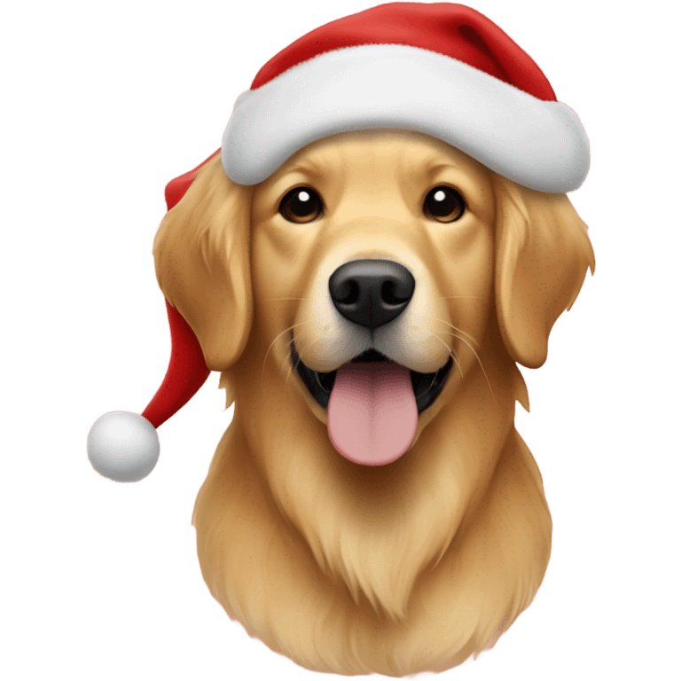 Golden Retriever with Santa hat emoji