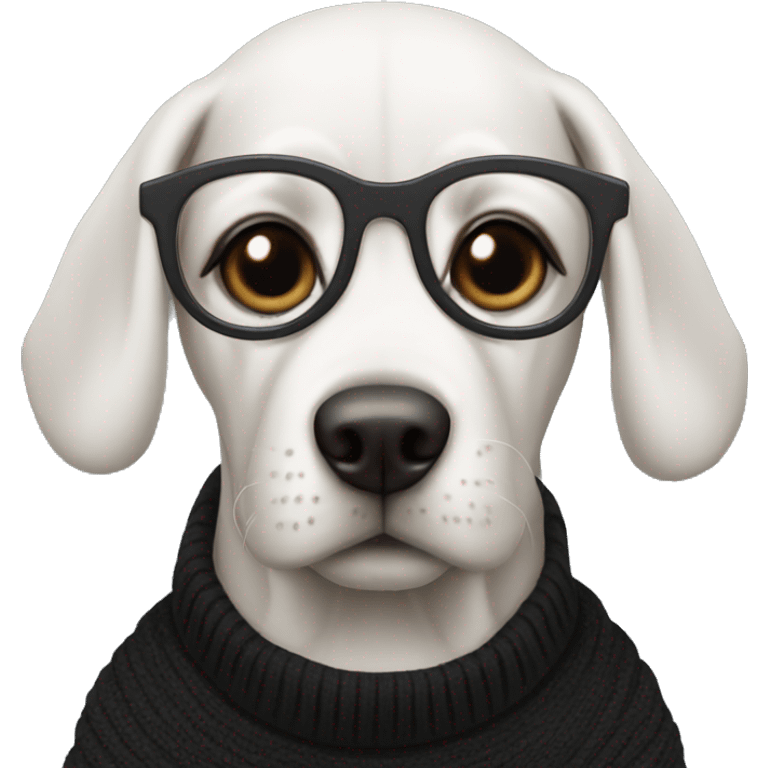 dog with glasses and black turtleneck emoji