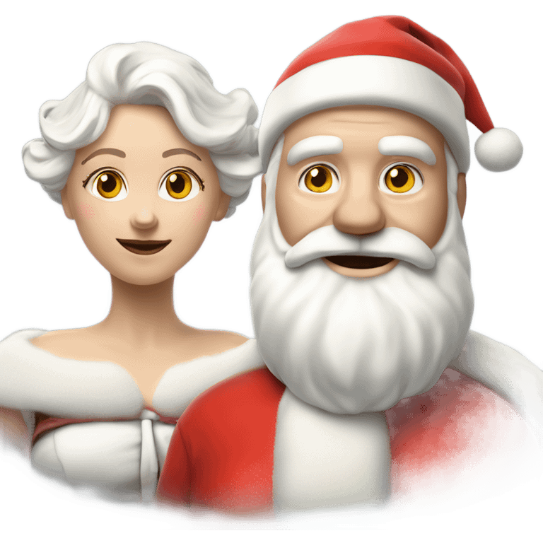 Hyper Realistic pale Santa Claus and Mrs claus emoji