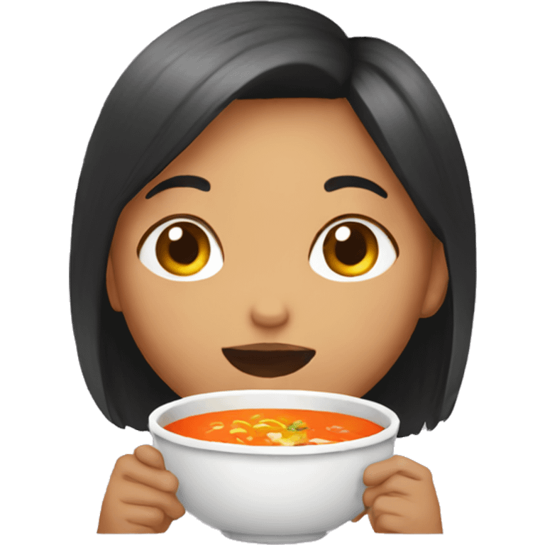 Girl eating soup emoji