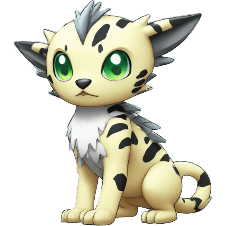 cute cool edgy Digimon-Fakemon-animal with cool markings full body emoji