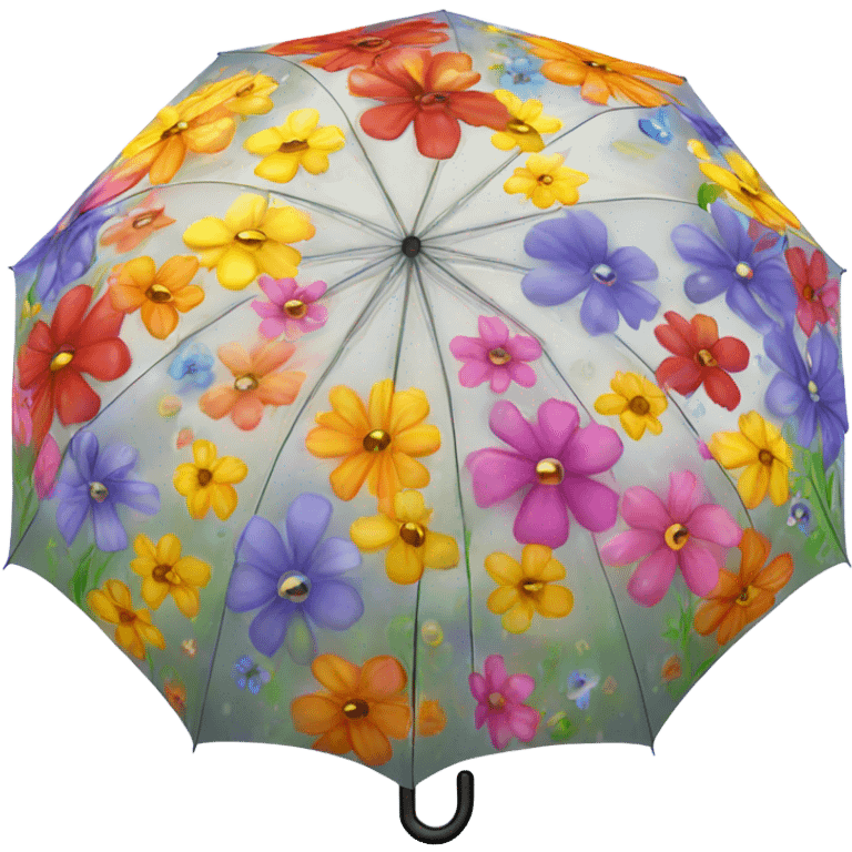 Large umbrella made of flowers with dew drops dripping  emoji