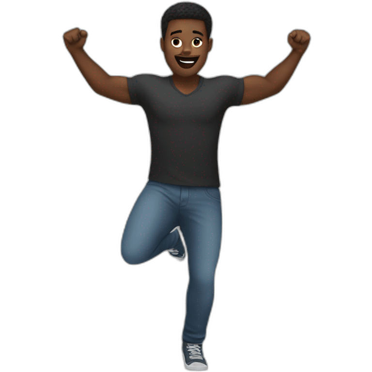 black man with arms in the air emoji