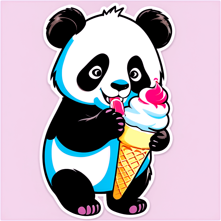 Panda eating ice cream emoji