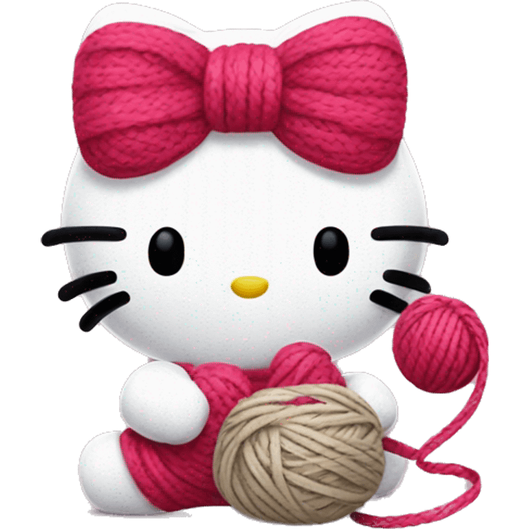 Hello kitty holding a yarn ball emoji