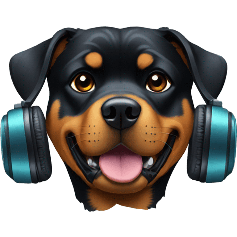 Rottweiler with a headphone emoji